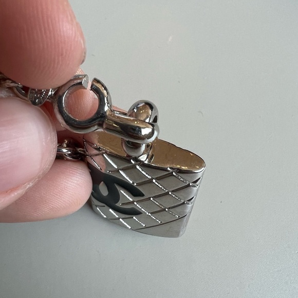 Quilted Cambon CC Rectangle Bag Charm - Picture 4 of 7